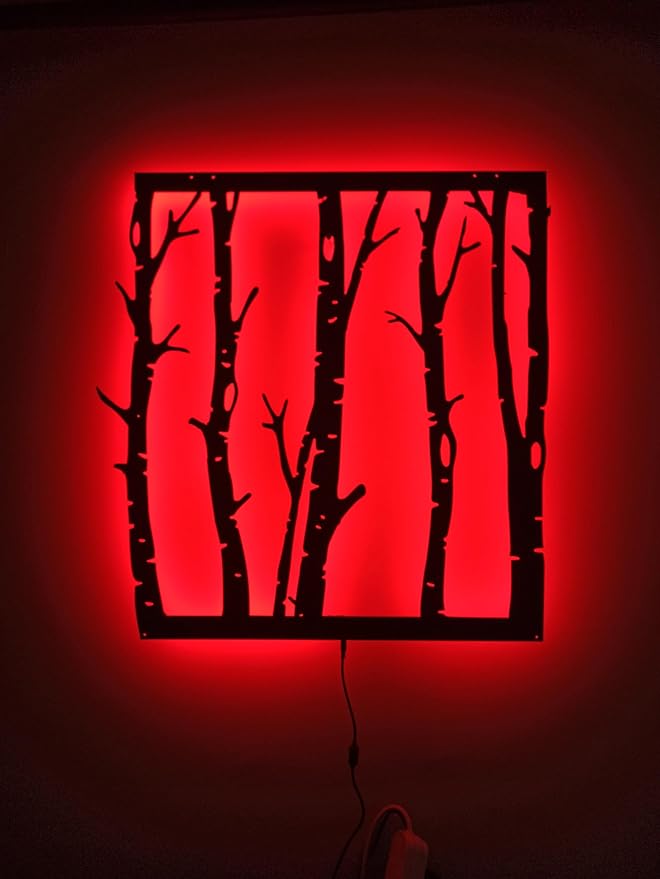 Led Tree Branch Lights For Wall, Tree Branches Metal Wall Art With Rgb Color Changing Led, Metal Wall Decor, Tree Branches Rgb Light Sign, Tree Neon Light Sign, Tree Wall Sign, 6 inches