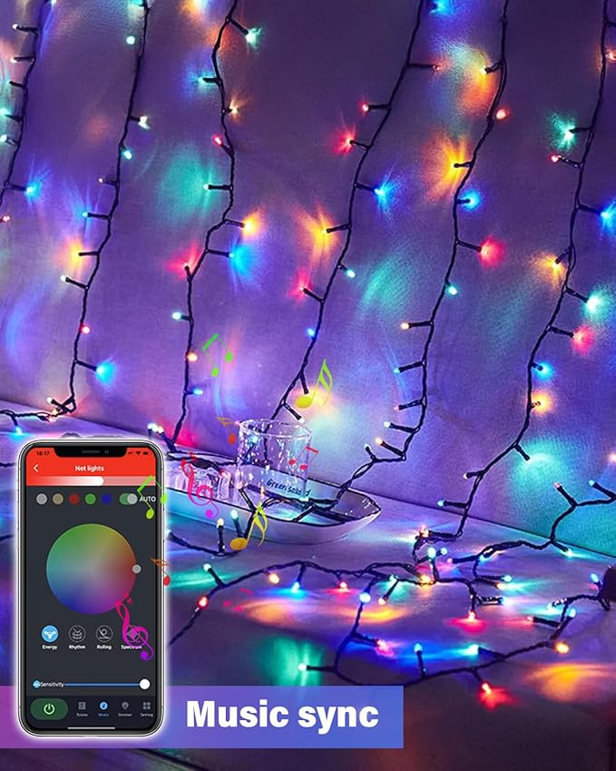 Avatar Controls Smart Color Changing Christmas Lights Outdoor - 66FT 200LED DIY RGB String Lights with Music Sync, App & Remote Control, Waterproof for Xmas Tree, Parties, Outside Patio, Garden