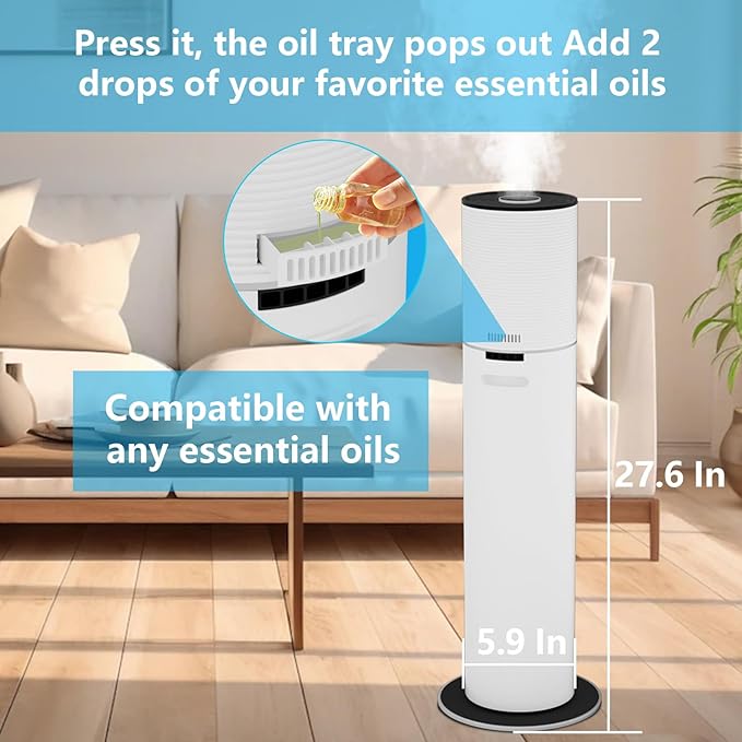 Humidifier,SAYDSI 2.1Gal(8L) Smart Humidifiers for Bedroom,1800sq.ft Cool Mist Humidifier with Smart App,Timer,Quiet Sleep Mode and Water Tank for Home,Office,Large Room,Plants(White)
