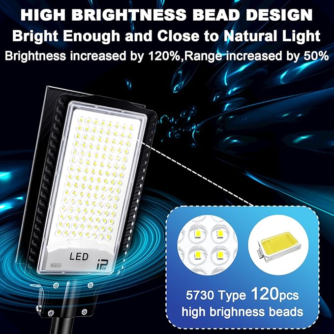 Eleganted Solar Street Lights Outdoor, Solar Lights Outdoor Waterproof Dusk to Dawn 20000LM, 6500K Solar Parking Lot Lights with Remote for Outdoor, Streets, Courtyards, Garages