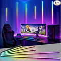 DIY RGB+IC LED Recessed Lighting Kit for Wall Panels, 6pcs Adhesive Wall Strip Lights for Wall Accent Acoustic Panels, WiFi Smart Color Chasing Wood Slat LED Lights with Alexa & WiFi APP Control