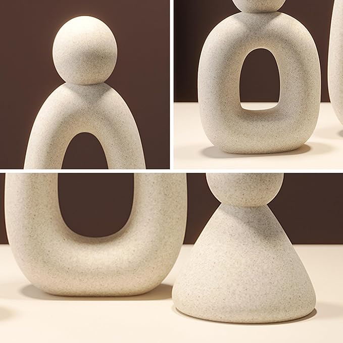 suruim Abstract Family of 3 Figurines Modern Sculptures Home Decorative Accents TV Stand Decor Bookshelf Knick Knacks Gifts for Shelves Entry Way Statues for Home Decor Living Room(White)