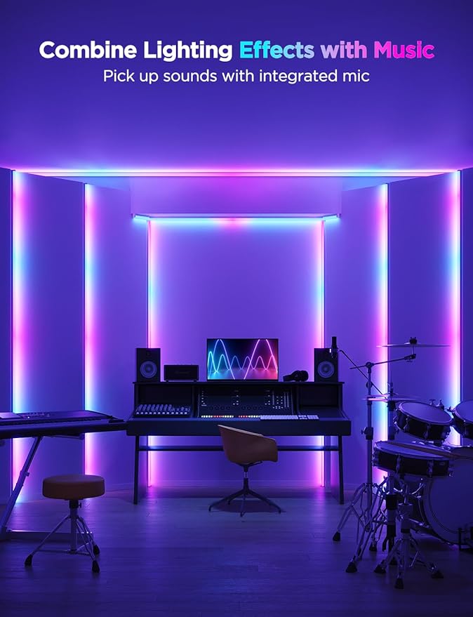 Govee RGBIC LED Strip Lights 3.28ft Extension with Covers, LED Diffuser Channel with LED Lights for Bedroom, Skirting Lines, Studio, Cabinet, Smart LED Lights Work with Alexa and Google Assistant