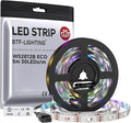 BTF-LIGHTING WS2812B ECO RGB LED Strip,UL Listed,Individually Addressable,16.4FT 30LED/m 150Pixel DC5V 5050SMD,Alloy Wire Flexible 3M Tape for DIY Chasing Color Project IP30(No Adapter or Controller)