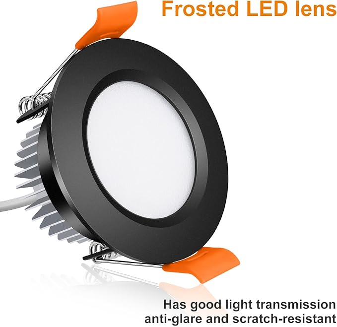 inShareplus 2 Inch LED Recessed Lighting, Black Downlight Dimmable 3W (35W Equivalent), 5000K Daylight White, CRI80, Recessed Light Fixtures with LED Driver (10 Pack)