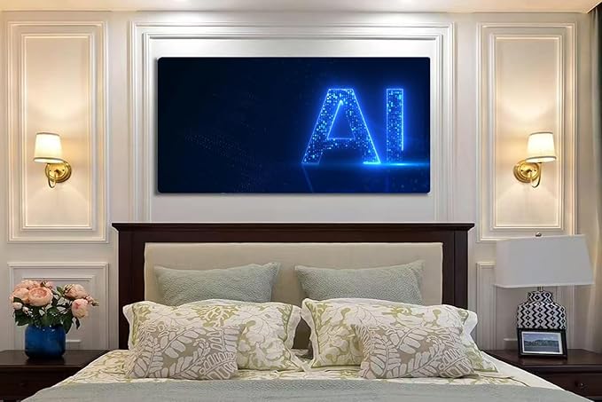Wibinuki Wall Art Wall Decor Wall Paintings AI Technology Glowing Interface for Living Room Bedroom Bathroom Home Decor Can Be Hung Directly 20"x 40"