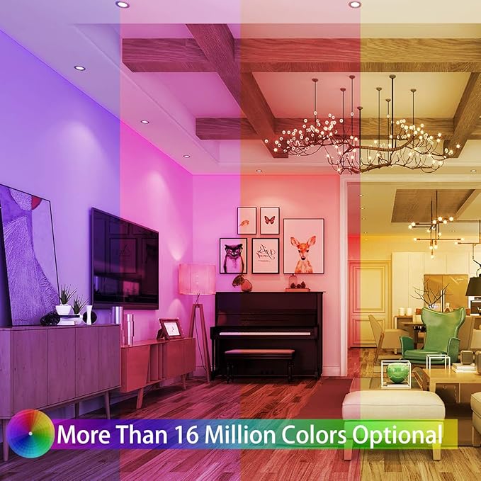 KATUR LED Strip Lights 32.8ft, Works with Alexa Google Assistant IP65 Waterproof 300 LEDs 5050 RGB, 16 Million Colors, Smart WiFi APP and 24 Keys Controller Control, Music Timed Dimmable Strip Lights