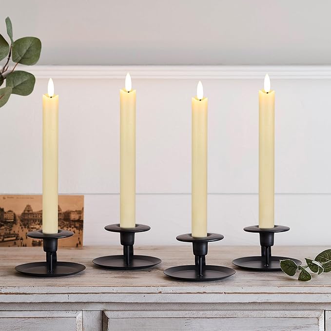 Flameless Taper Candles with Remote, 6Pack Real Wax Battery Operated Taper Candles Flickering Flame, Warm Light Electric Fake LED Candles for Wedding & Mother's Day-Ivory