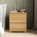 FAMAPY Modern Nightstand with 2 Drawers, Bedroom Storage Cabinet, Modern End Side Table, No Handle Design, for Living Room Natural 15.7”W x 11.6”D x 18.9”H