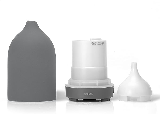 Aromatherapy Essential Oil Diffuser,9 Colors Mood Light,4 Timer Stone Diffuser Living Room(Grey)