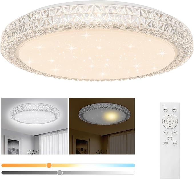 OOWOLF LED Ceiling Light, 40W 15.4 Inch Dimmable Ceiling Light Brightness Adjustable LED Fixture Lamp Modern Ceiling Lamp Close to Ceiling Lights for Bedroom Kitchen Living Room Lighting, 3000-6000K