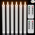 Wondise Flameless Taper Candles with Remote Timer, Real Waxy Battery Operated Flickering Candlesticks, 3D Wick LED Candles 9.6inch for Halloween Christmas Holiday Wedding Decoration (White