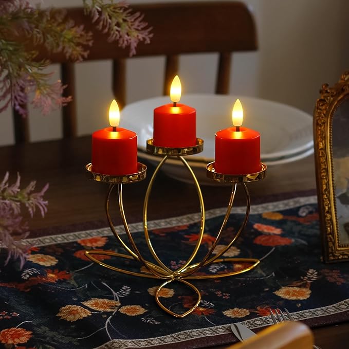 Small Flickering Tea Light Flameless Candles with Battery and Remote,1.5" x2.5" Red LED 2/4/6/8H Timer Votive Battery Operated Pillar Plastic Long Lasting 6pcs Tealight Candles