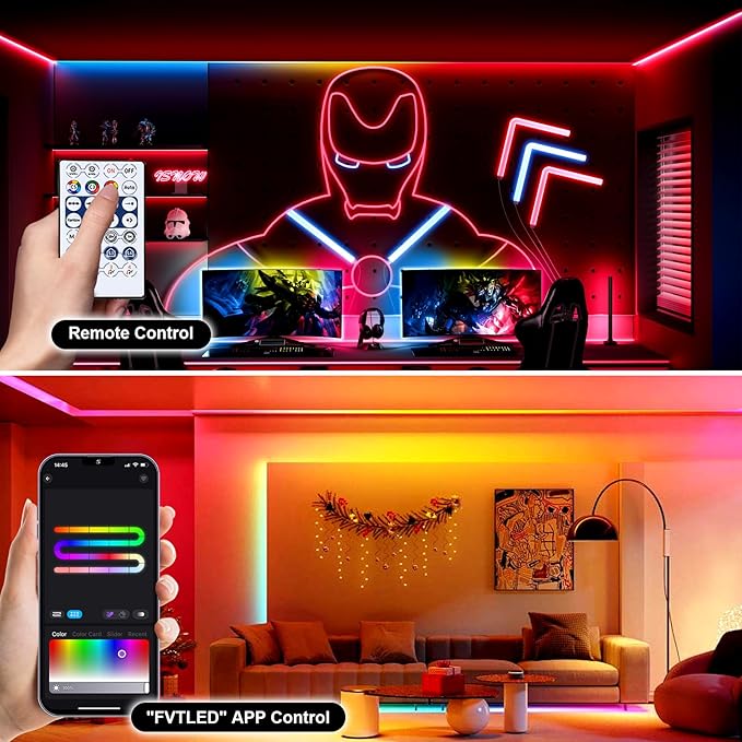 INDARUN RGB Smart IC COB Led Strip Light 32.8ft, 7200 LEDs 12mm Width, 24V Led Strip Lights Color Flowing Multicolor, Flexible Tape Light for TV Backlight, Smart Led Srtip Lights APP Control