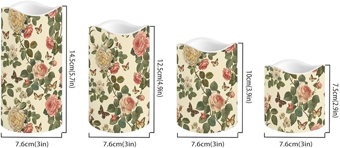 Retro Rose Flameless Candles with Remote Color Changing Battery Operated Pillar Candles with Flickering Flame Electric Fake Plastic Candles Tea Light Living Room Dining Table Decor