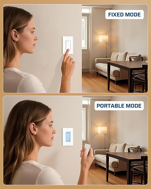 DEWENWILS Remote Control Outlet, Magnetic Wireless Light Switch, No Wiring Decorator Rocker Wall Switch, 100FT RF Signal, 15A/1875W Mini Remote Outlet Plug for Lamp, Christmas Decoration