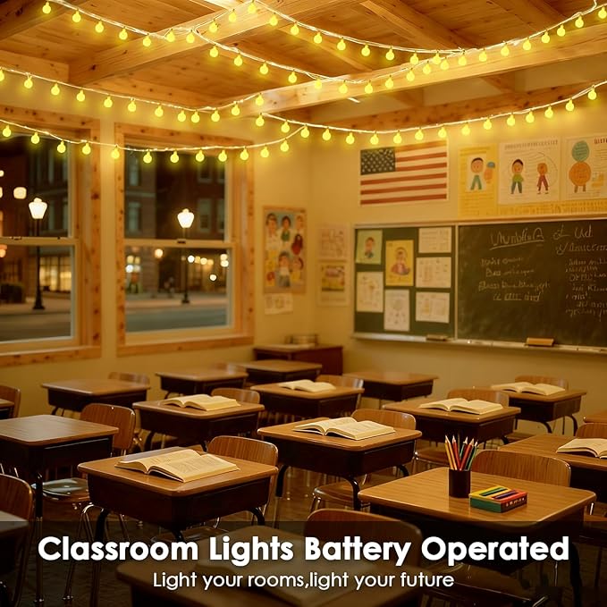 2 Pack Battery Operated String Lights Indoor Outdoor - 45FT 100 LED Fairy Lights with Remote, Waterproof Globe Light 8 Modes with Timer for Bedroom Classroom Dorm Girl's Room Decorations, Warm White