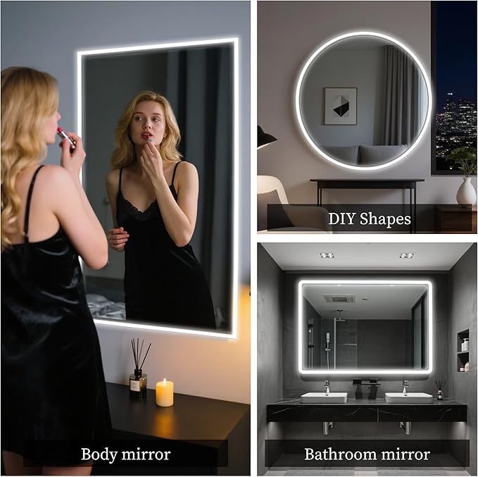 Vanity Mirror Lights, 13FT White LED Light Strip with Button Control & Dimming, USB Powered Makeup Lighting for Vanity Table, Bathroom & Bedroom Mirror Lights Stick on(Mirror Not Included)