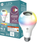 GE LED+ A21 LED Light Bulb, Indoor Color Changing Wireless Blutooth Speaker Light with Remote, 9W, Multicolor and Soft White (1 Pack)
