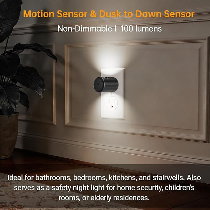 Night Lights Plug into Wall 4 Pack,LED Motion Activated Night Light,1W Plug in Night Light 2700K Warm White,100 Lumens for Bedroom, Bathroom, Stairs, Hallway,Non-Dimmable