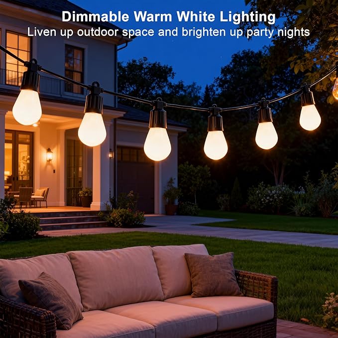 Outdoor String Lights 118FT（59FT*2 RGB +IC Color Changing Smart Patio Lights with Timer Remote &APP Control,IP65 Waterproof Shatterproof LED Lights for Backyard Balcony Garden Party Decor