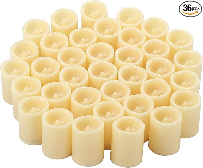 CANDLE CHOICE Battery Operated Flameless Votive Candles Realistic Flickering Fake Electric LED Tea Lights Set Bulk Wedding Party Halloween Christmas Decorations Table Centerpieces Batteries Incl 36PCS