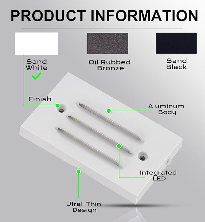 CLOUDY BAY 4 Inch 5CCT 12V 4W Low Voltage LED Step Light with Horizontal Louvered Faceplate for Steps Decks Stairs,Outdoor Stair Lights,Wet Locations,6 Pack,White