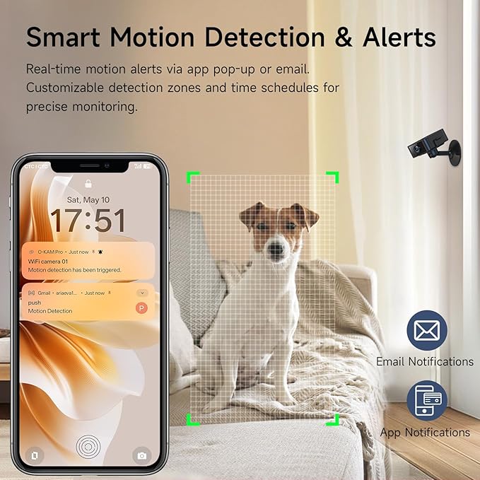 Hidden Camera 4K Spy Camera with Night Vision, Motion Detection Alerts, 4H Battery Life, Phone App Control, SD/Cloud Storage, Indoor Mini Security Camera for Home, Office, Baby Monitor