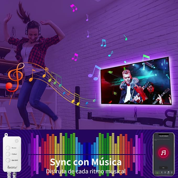Smart TV LED Backlights, 9.8ft WiFi Strip Lights Compatible with Alexa, Google Assistant, Remote, Music Sync 16 Million RGB Colors, Avatar Controls for 46-60 inch TVs