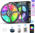 KATUR LED Strip Lights 16.4ft, Works with Alexa Google Assistant IP65 Waterproof 150 LEDs 5050 RGB, 16 Million Colors, Smart WiFi APP and 24 Keys Controller Control, Music Timed Dimmable Strip Lights