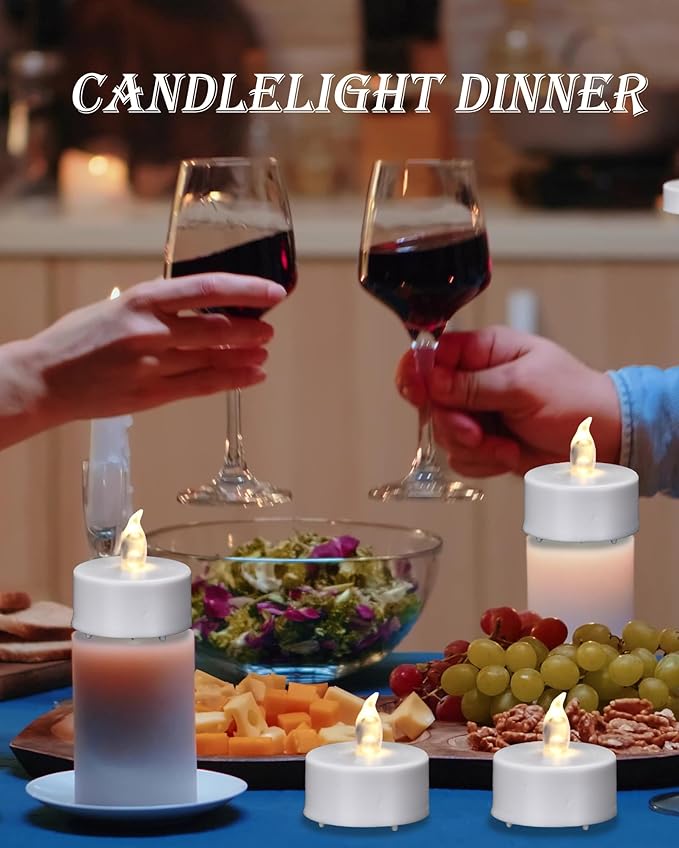 Tea Lights Candles Battery Operated with Remote Control, 24Pcs Flickering Flameless Candle with Timer, Long Lasting 400+ Hours Led Electric Candle for Home Decor, Wedding, Party (WarmWhite)