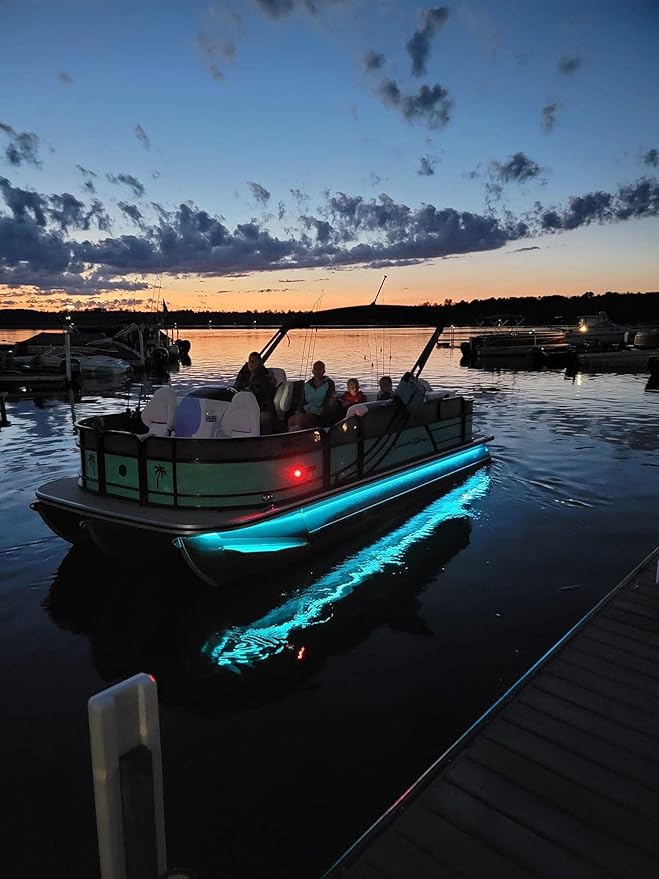 Green Blob Outdoors Pimp My Pontoon Boat Light Strips Kit Neon Style Blue Under Deck Decking Complete for all make and models 22-32ft Toons (Blue, 25ft)