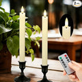 Flameless Candles with Remote, 9.6" Ivory LED Real Wax Battery Operated Candles, Warm White Electric Fake Candles for Christmas Party Wedding Decoration (2 Pack)