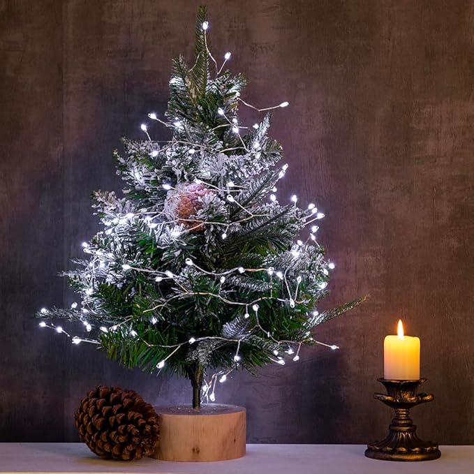 Fairy Lights Plug in, 20 Feet 200LED Cool White Silver Wire Firecracker Firefly Lights with Remote, Waterproof Copper Wire Lights for Bedroom Wreath Window Wedding Christmas Tree Decoration