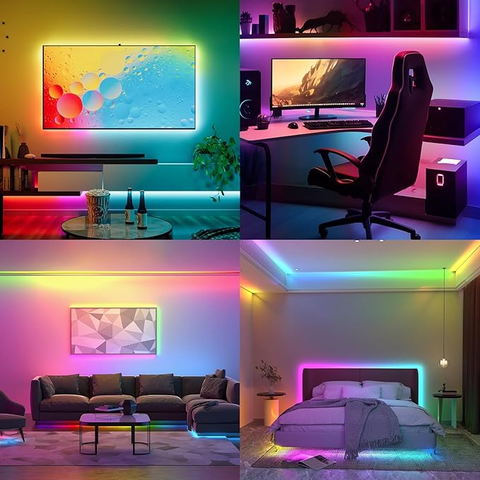 COB RGB Smart IC Strip Lights 20FT/6M UL-Listed 24V Color Flowing Strip Light Multicolor Flexible Tape Lights with APP Control Music Sync for Bedroom Gaming Party Home Decor