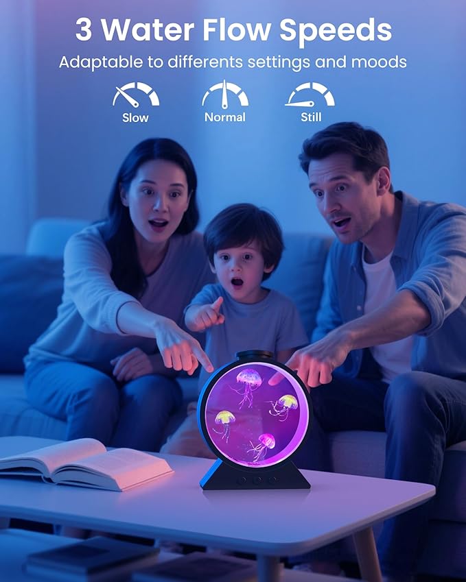 Jellyfish Lamp, 7-Color Changing Jellyfish Aquarium Light for Relax, Mood Lamp for Home, Office & Bedroom Decor, Gifts for Kids Teens Girls Boys Adults (Black)