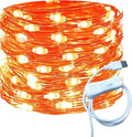 RUICHEN 20 Ft 120 LED USB Fairy String Lights with On/Off Switch, Waterproof Copper Wire Lights for Bedroom Wall Ceiling Wreath Crafts Christmas Halloween Party, Orange