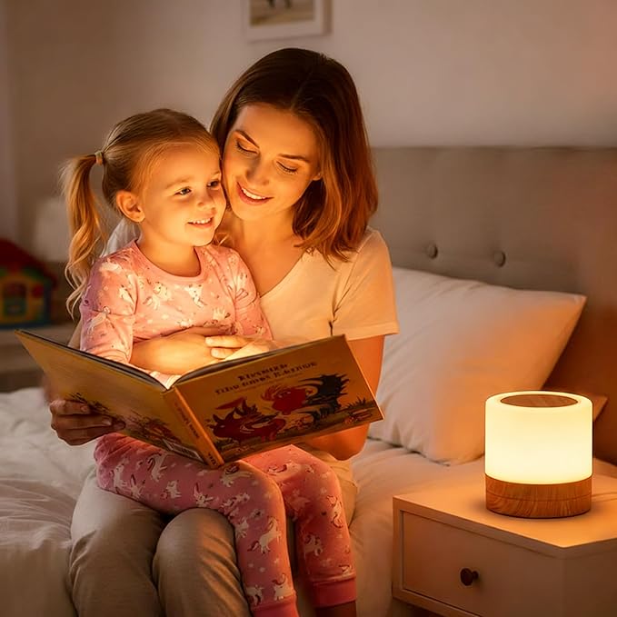 Dimmable Baby Night Light: Eye-Caring Soft Warm White LED Touch Lamp | USB Rechargeable Portable Bedside for Nursery Kids Room Bedroom Camping
