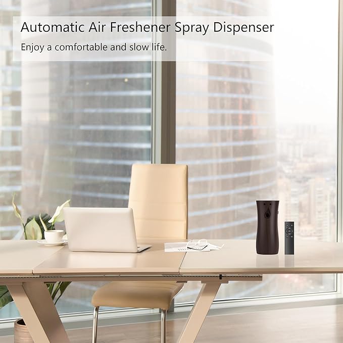6-Pack Automatic Air Freshener Spray Dispenser with Remote Control,Wall Mounted/Free Standing for Commercial Use,Multiple Time Scent/Mist Release Settings for Room/Restroom (WOOD, standard)