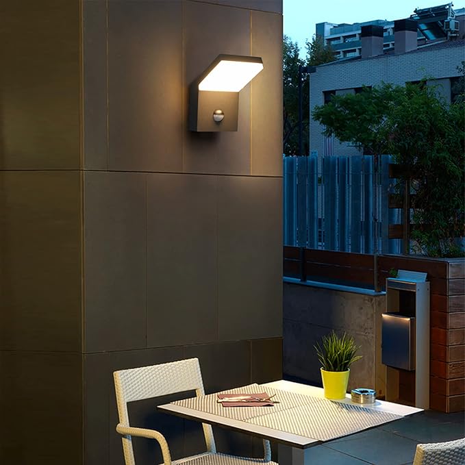2 Pack Outdoor Motion Sensor Wall Sconce Light LED Modern Exterior Porch Light Fixture IP54 Waterproof for House Garage Patio Decoration,1800LM