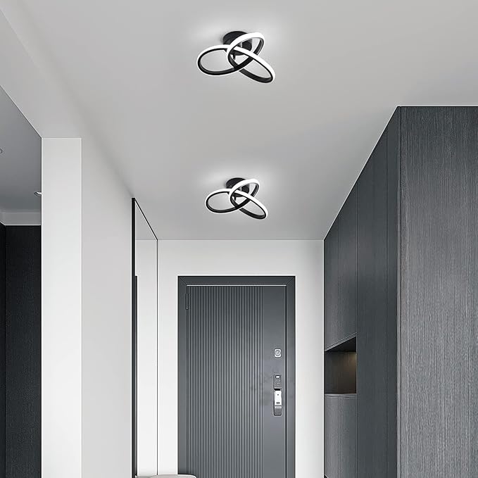 DELIPOP Ceiling Light Fixture, 22W 6500K Semi Flush Mount Hallway Light Fixtures Ceiling Lamps, Acrylic Modern LED Ceiling Light for Corridor Bedroom Kitchen Bathroom Balcony Living Room