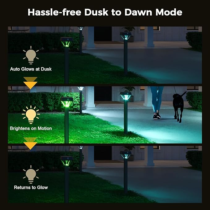 XMCOSY+ Smart Solar Lights Outdoor with Motion Sensor, 150LM APP Control RGBCW Color Changing Solar Garden Lights for Yard Pathway Landscape, Compatible with Alexa, Waterproof, 6 Pack