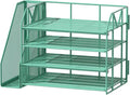 Green Desk Organizers and Accessories with File Holder – Aesthetic Desk Accessories for Women – Decorative Office Set with Magazine Rack – Desk Set for Office Setup and Decor
