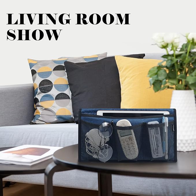 Gloppie Bedside Storage - Table Nightstand & Loft-Bed Caddy with Pockets - Dorm Organizer, Blue