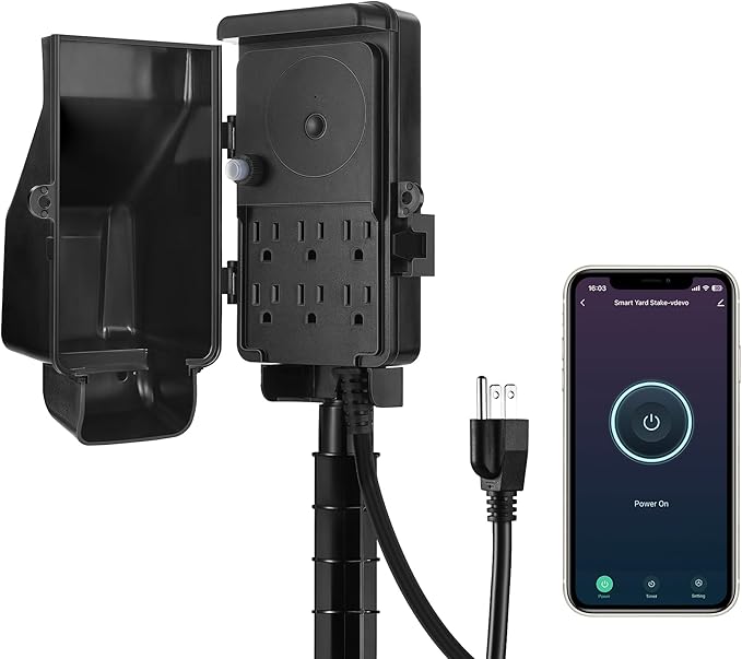 DEWENWILS WiFi Outdoor Outlet Timer, Smart Yard Stake Plug with 6 Outlets, Outdoor Extension Cord 25FT