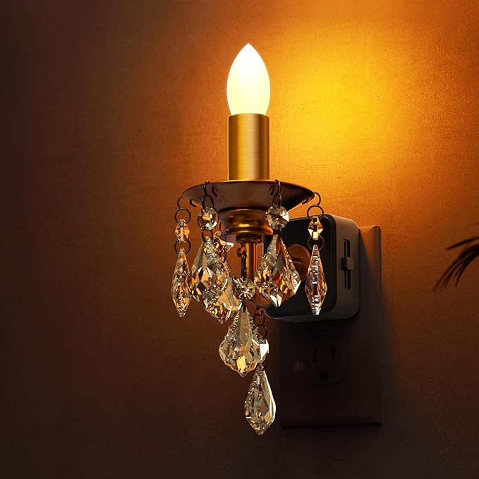 L LOHAS LED Candle Night Light, Night Lights Plug into Wall, LED Candle Night Light with Light Sensor, 0-100LM Dimmable Nightlight, for Dinning Room, Living Room, Bathroom, Hallway