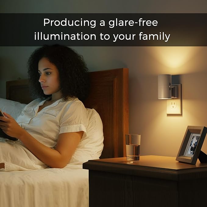 L LOHAS LED Night Light Plug in, Night Lights Plug into Wall, Dusk to Dawn Sensor, Adjustable Brightness Soft White Nightlight, 3000K 100LM Dimmable Nightlights for Hallway Bedroom Stairway, 1 Pack
