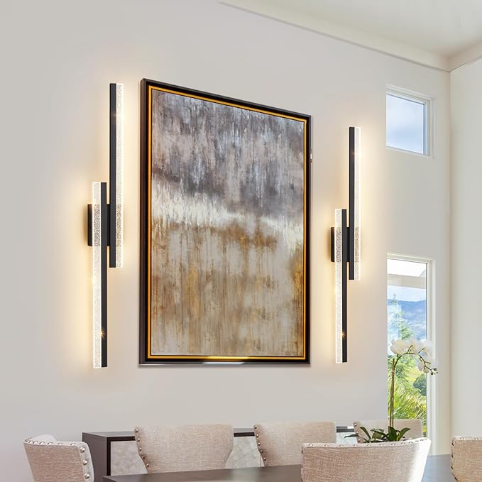 Modern Black Wall Sconces 31.5In Hardwired Wall Light Fixtures Dimmable LED Sconce Wall Lighting Indoor Wall Lamps for Living Room Bedroom Bathroom Hallway Stairs 3000K
