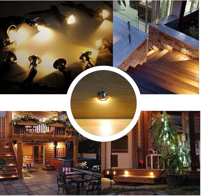 LED Stair Light Low Voltage Waterproof IP65 Outdoor 1-2/5" Recessed Wood LED Deck Lighting Yard Garden Patio Step Landscape Pathway Decor Lamp(1pcs,Warm White)