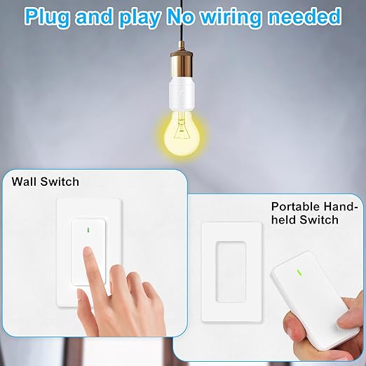 Remote Control E26 E27 Light Bulb Socket Adapter,GreenCyle Wireless Light Switch and 3 Standard Medium Base Lamp Socket Extender 2.3"(5.8cm),Screw-in,Max 500W,No Wiring Needed,500ft RF Range,for Lamp